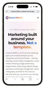 The same site on a phone.