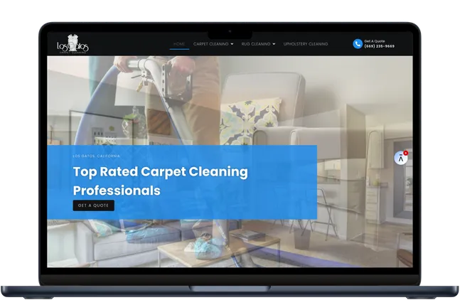 The Los Gatos Carpet Cleaning site on a laptop.