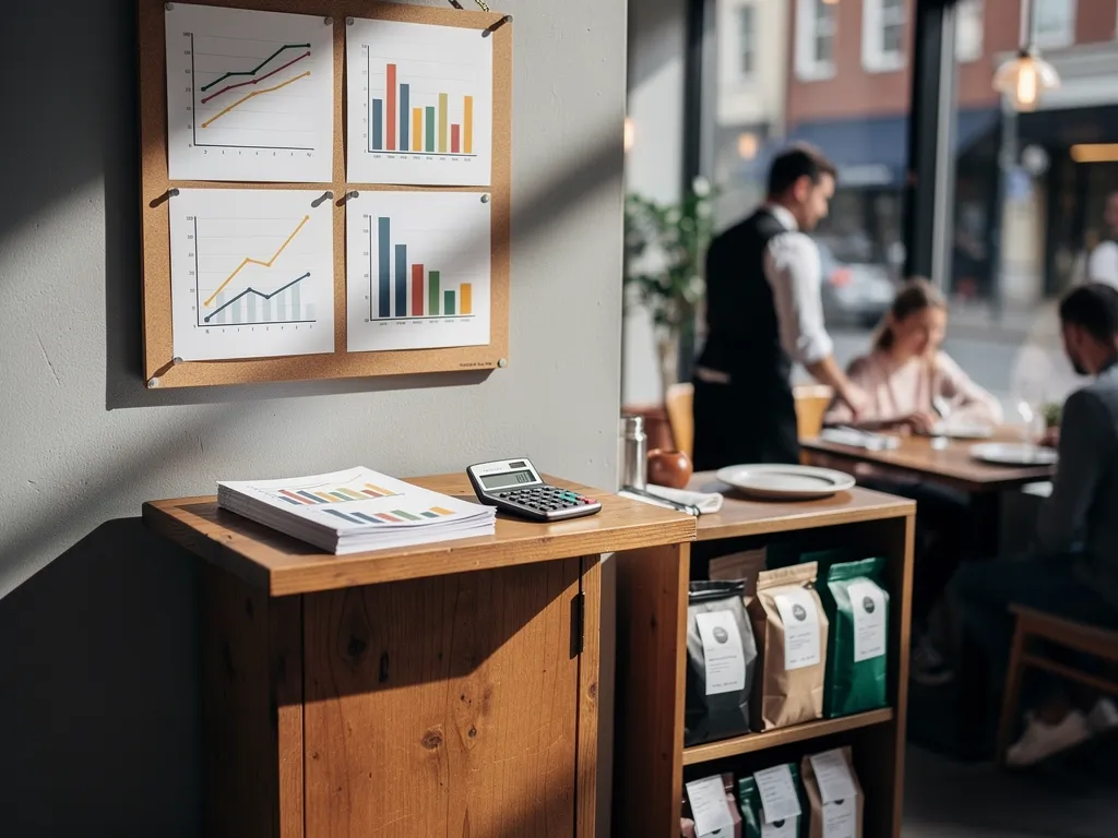 Restaurant data charts and calculator illustrating reputation management measurement.